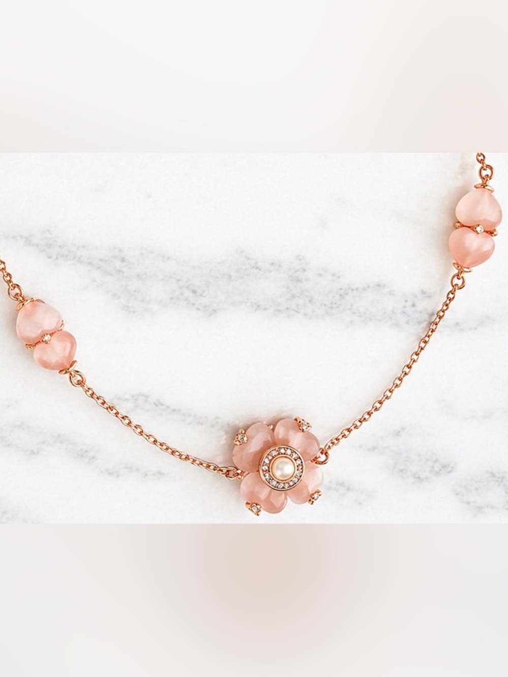 kate spade Rose Gold Pink Flower Station Necklace - Picture 3 of 3